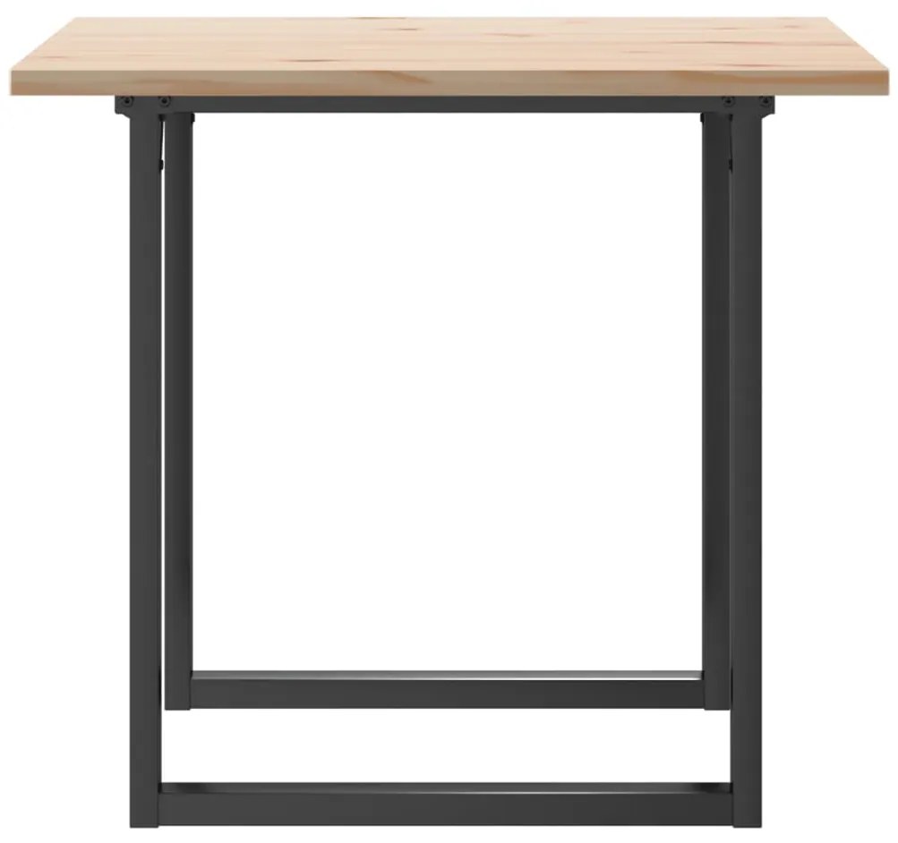 Tömör fenyőfa és acél étkezőasztal O-vázzal 80x80x75,5 cm
