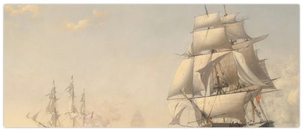 Kép - Fitz Henry Lane, The United States Frigate President Engaging the British Squadron, reprodukciók (120x50 cm)