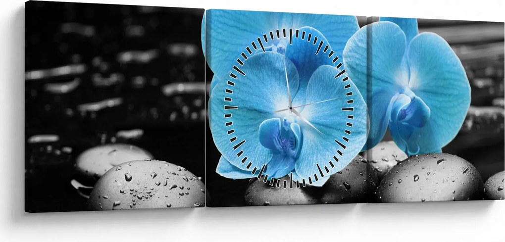Kép - Kék orchidea (órával) (90x30 cm)
