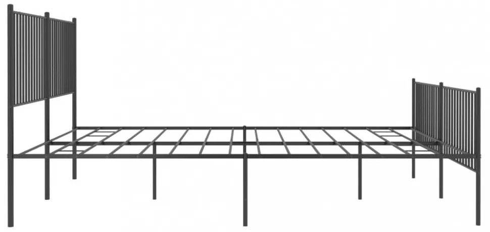 fekete fém ágykeret fej- és lábtámlával 200 x 200 cm