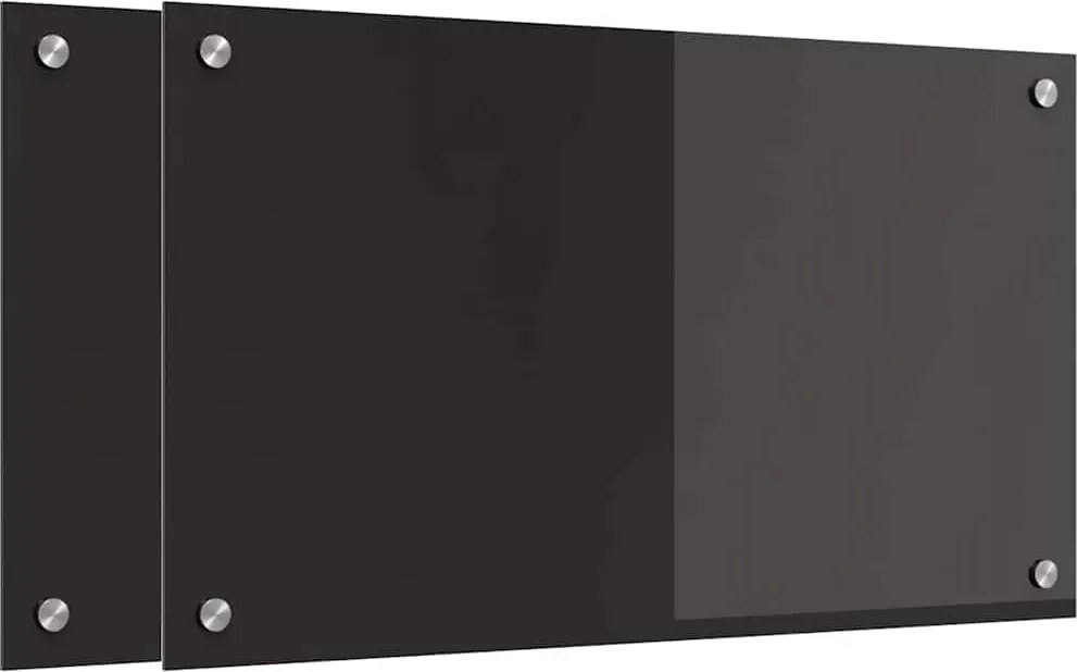 vidaXL Konyhai splashback 2 pcs Fekete 70 x 40 cm edzett üveg