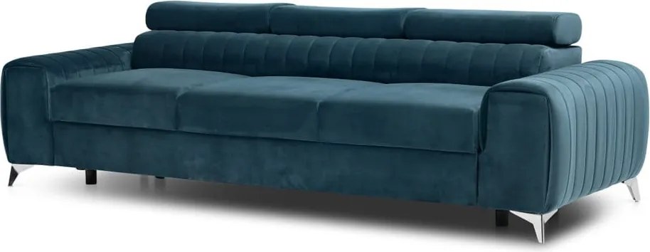 Kék bársony kinyitható kanapé 261 cm Laurence – ELTAP