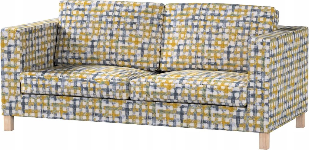 Karlanda kinyitható kanapé huzat, rövid Ikea kék-sárga kockás