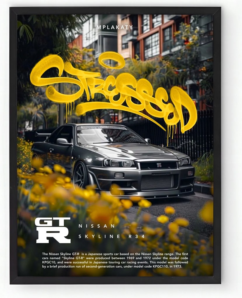 Poszter keretben Nissan Skyline R34 30x40 cm Ajándék ötlet