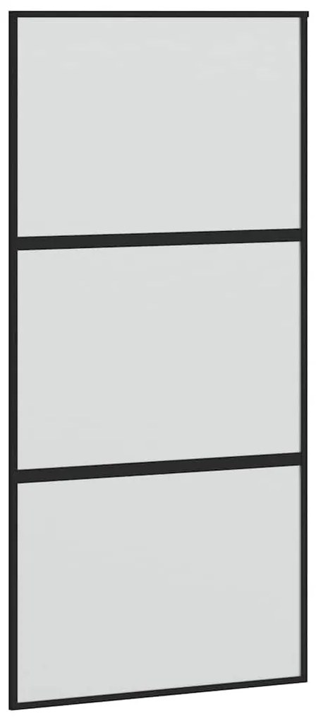fekete edzett üveg tolóajtó fémszerelék szettel 102,5x205 cm