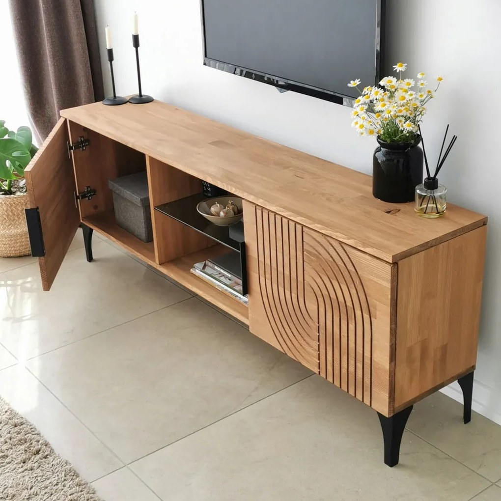 Lidya fém TV-állvány, tölgy, 50 cm