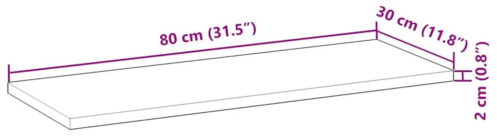 2 db olajbevonatú tömör akácfa függőpolc 80 x 30 x 2 cm