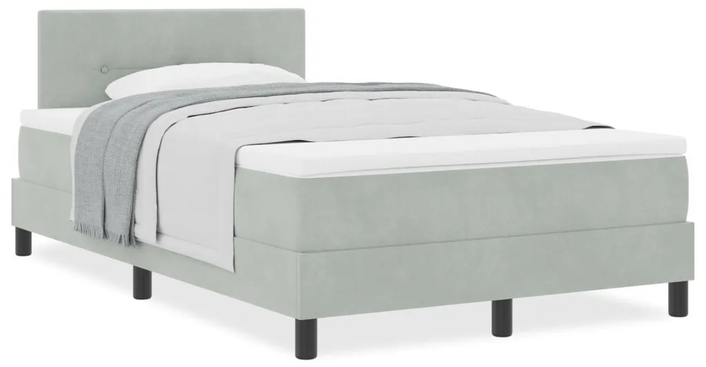 Box Spring Ágy Matrac nélkül Világosszürke Kicsi Dupla Bársonyos