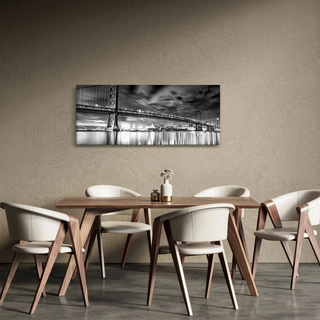 Kép - Benjamin Franklin híd, Philadelphia, fekete-fehér (120x50 cm)