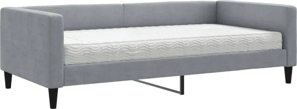 vidaXL világosszürke szövet kanapéágy matraccal 100 x 200 cm
