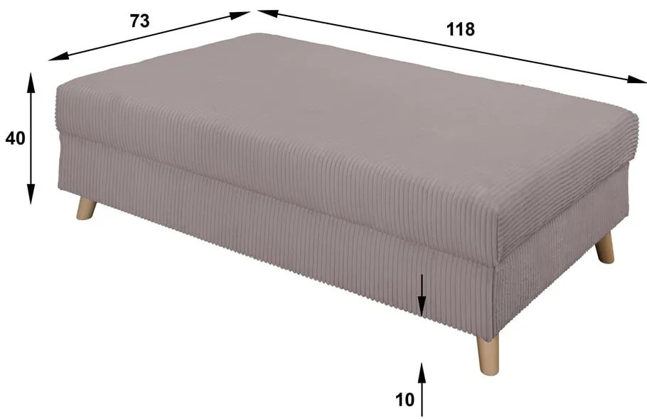 Szürke kordbársony puff Ariella – Ropez