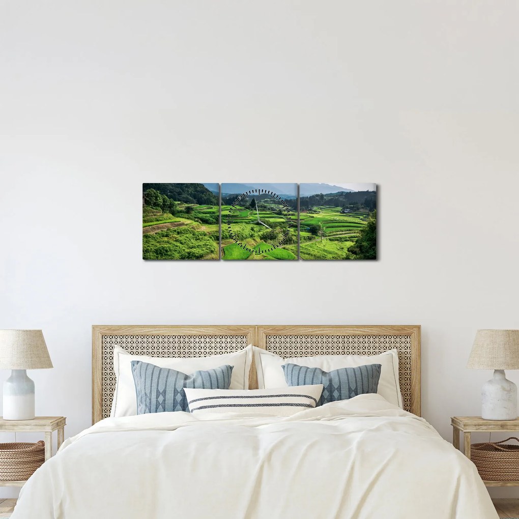 Rizsmező képe (órával) (90x30 cm)