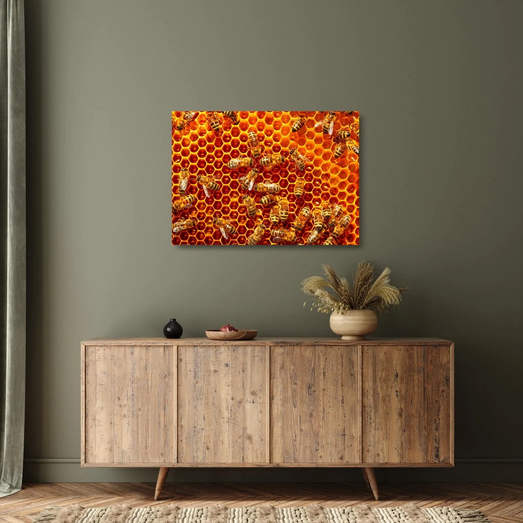 Üveg kép - Méhsejtes (70x50 cm)