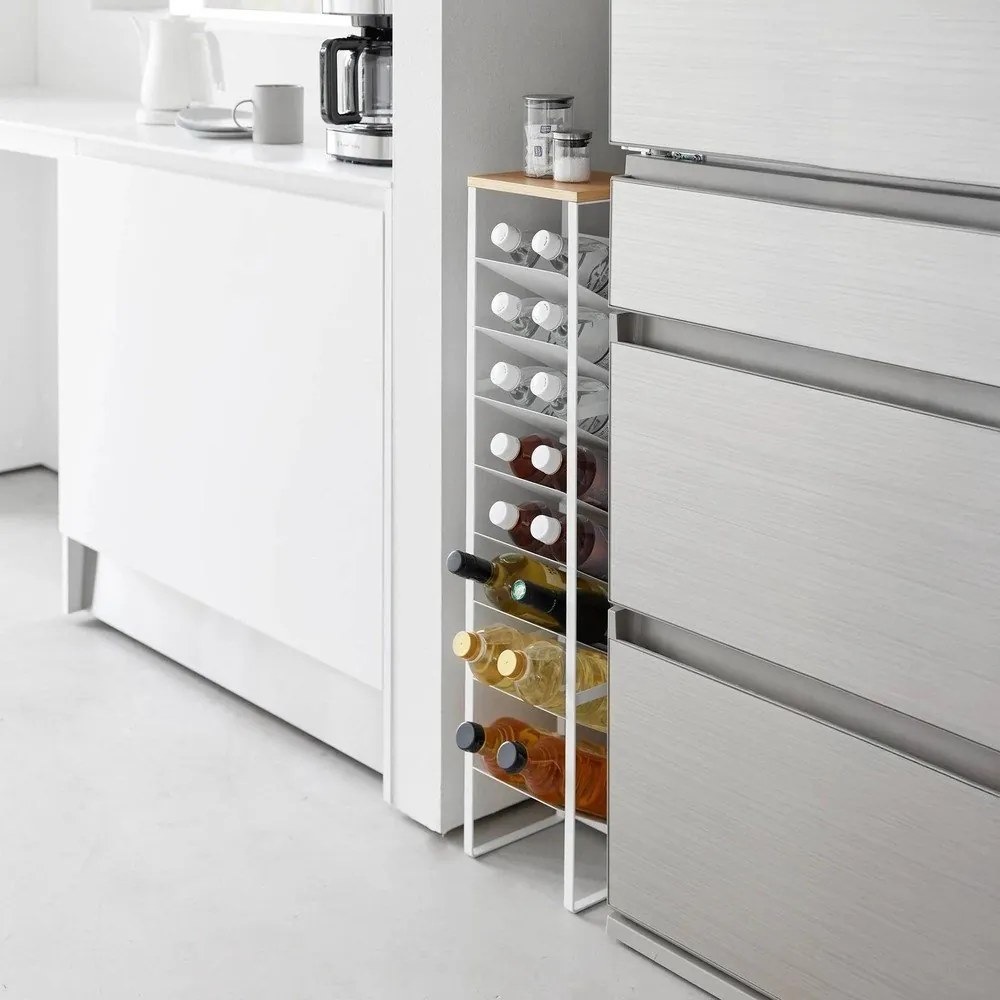 Fehér fém bortartó polcos állvány, palackok száma 16 20x88,5x19 cm Tower – YAMAZAKI