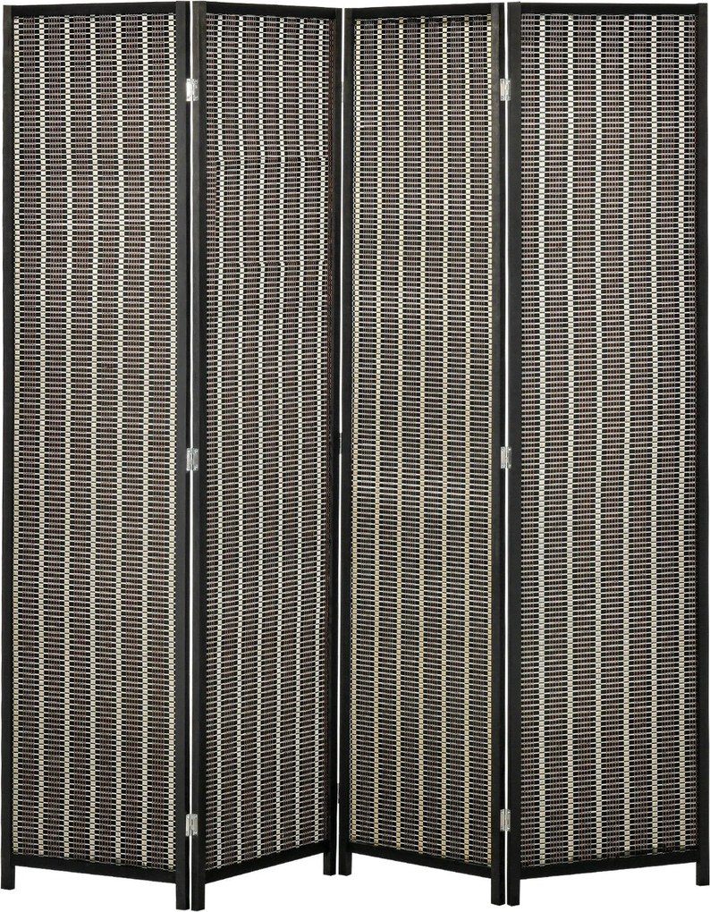 HOMCOM 4-paneles szobai elválasztó 180 x 180 cm bambusz privát képernyő, hajtható szobai elválasztó álló fal nappalihoz barna | Aosom