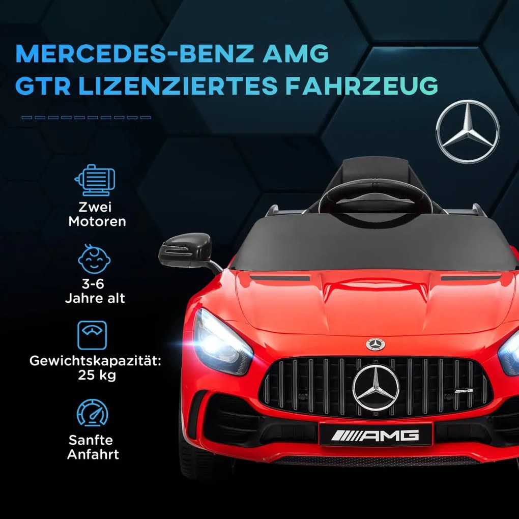 AIYAPLAY Elektromos gyerekautó, Mercedes, 3-5 km/h, távirányító, fények és zene, piros