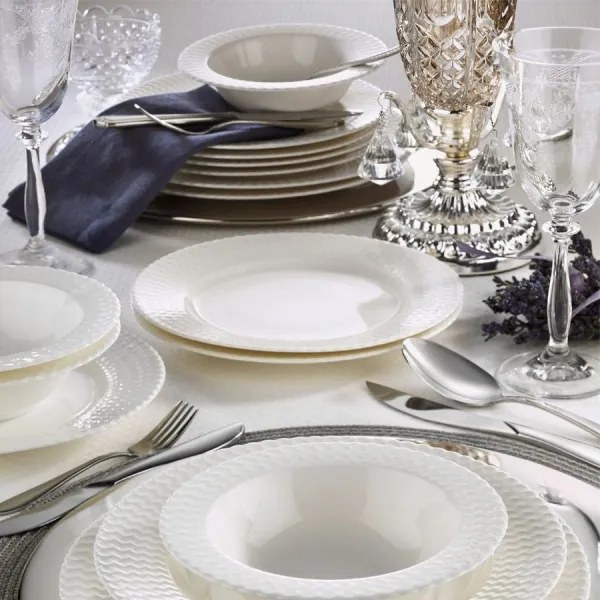 24 darabos fehér porcelán étkészlet