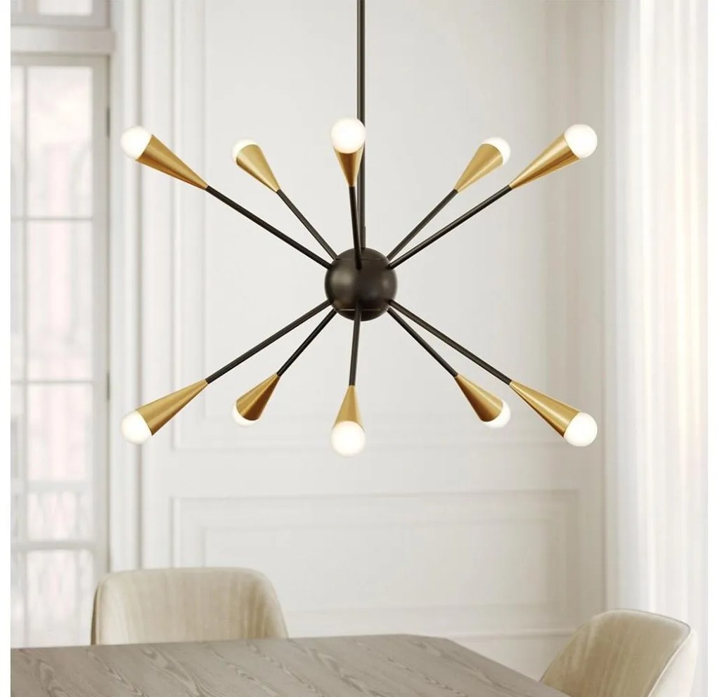 Feiss FE-JAX10-MB - LED Csillár JAX 10xG9/3W/230V fekete/arany