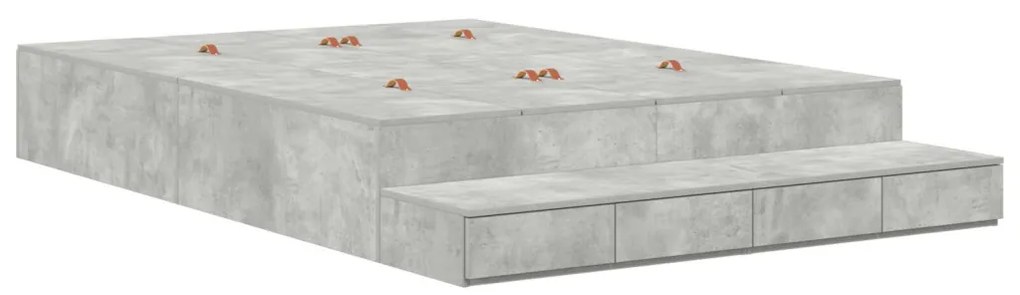 Ágykeret tárolóval Beton Szürke 226.5 x 140 x 31.5 cm Faanyag