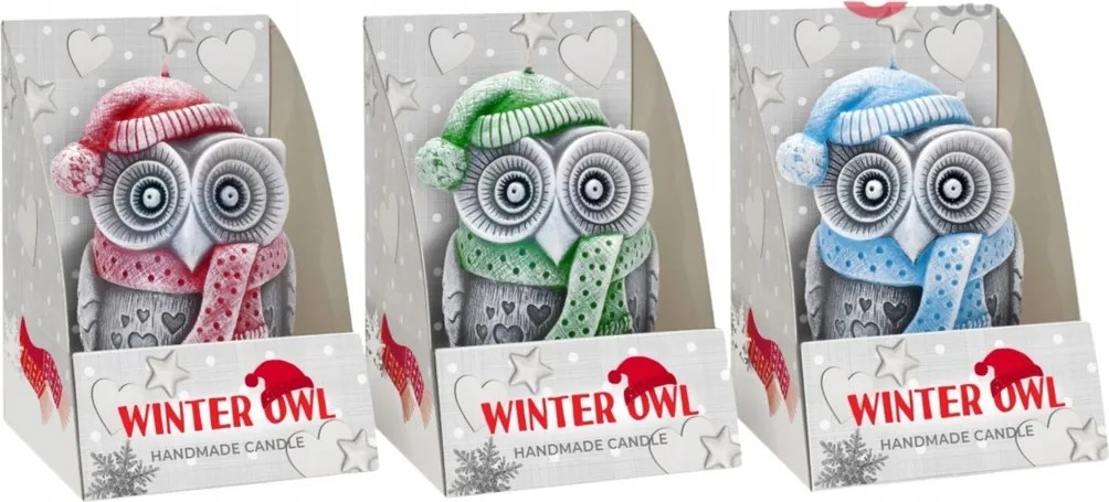 Dekoratív Karácsonyi Gyertya Bagoly Winter Owl Bartek Candles