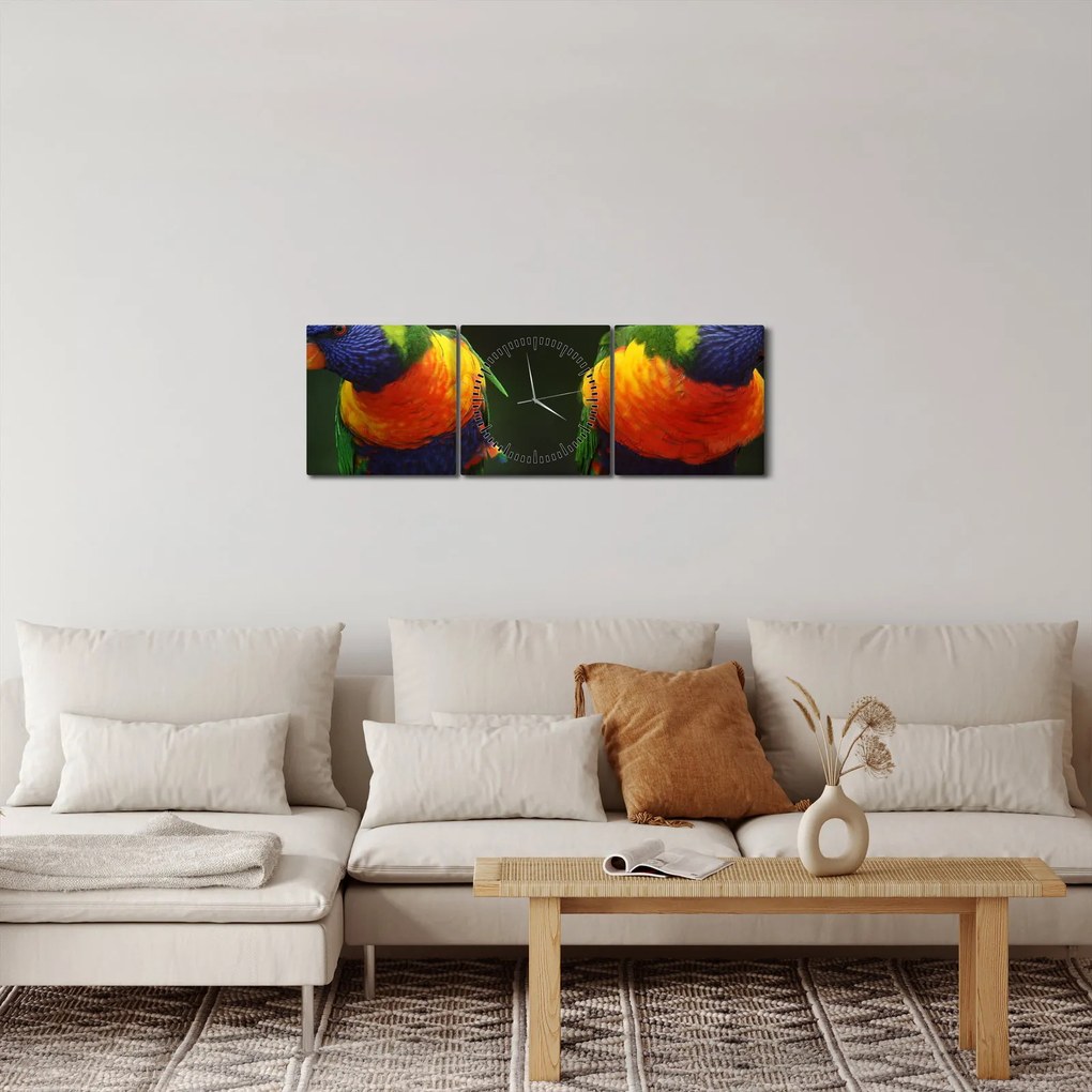 Papagájok képe (órával) (90x30 cm)