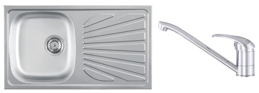 Luna Flex 1D 90 Inox Mosogató és Gamma Alfa Konyhai Csaptelep Szett