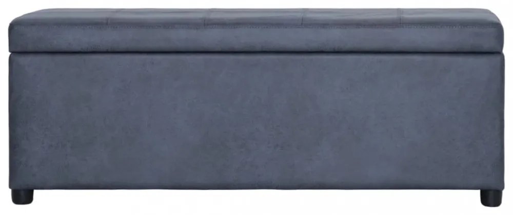 szürke művelúr pad tárolórekesszel 116 cm