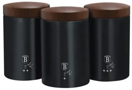 Berlinger Haus Ebony Rosewood Line 3 db-os konyhai tárolódoboz készlet, fekete/rózsafa