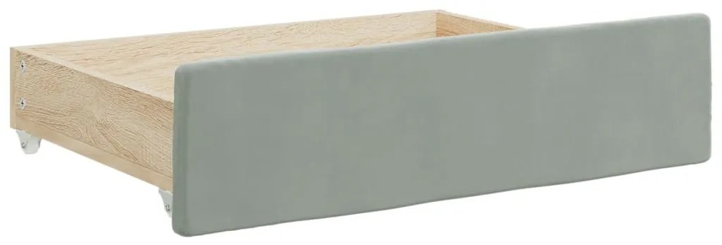 világosszürke kihúzható bársony heverő fiókkal 80 x 200 cm