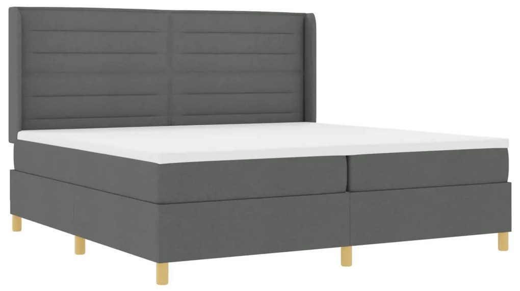 Boxspring Ágy Matrac Bőrhatás Szürke 200x200 cm
