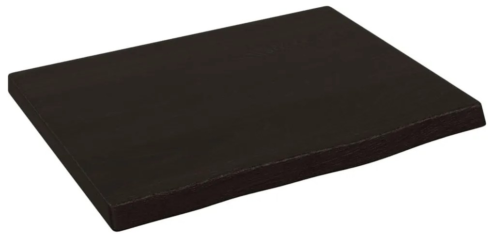 sötétbarna kezelt tömör tölgyfa fali polc 40x30x2 cm