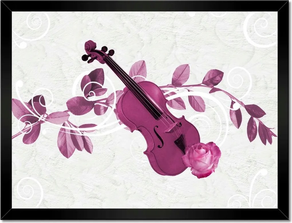 Poszterek keretben 40x30 Hegedű Zene Virágok