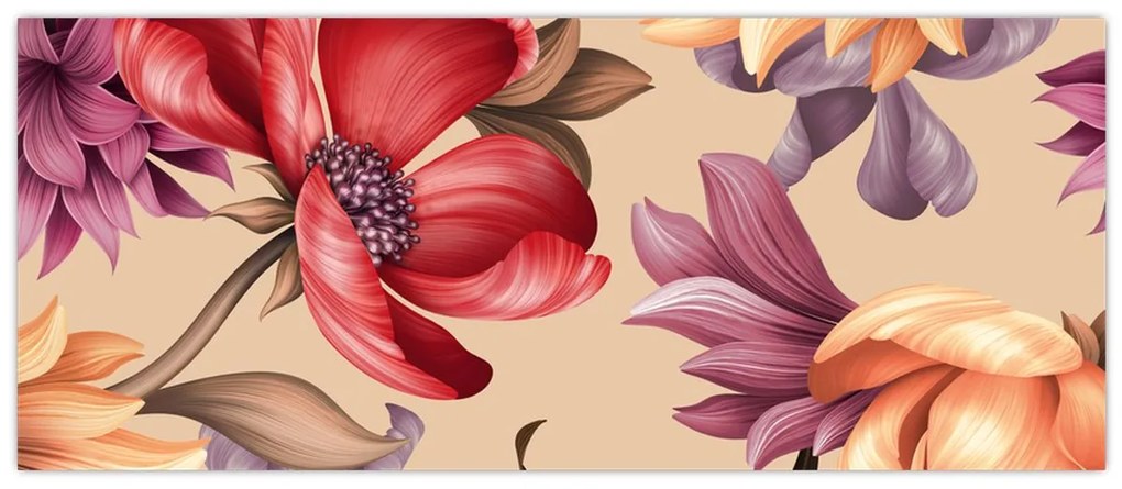 Kép - Vintage virágok (120x50 cm)