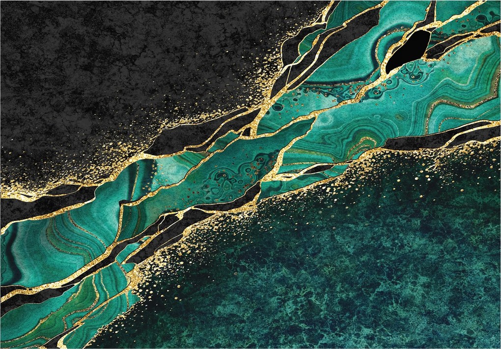 Fotótapéta Márvány Absztrakt Kő Fekete Arany Fali Tapéta 368x254