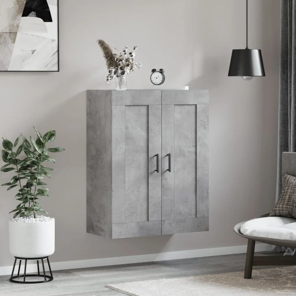 betonszürke szerelt fa fali szekrény 69,5 x 34 x 90 cm