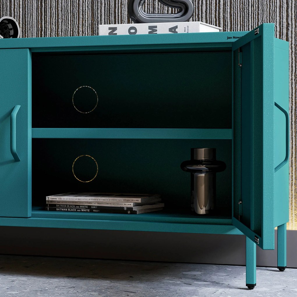 Fém TV-szekrény lábakkal, tengerkék, 1150x595x400 mm: ROSA Modern