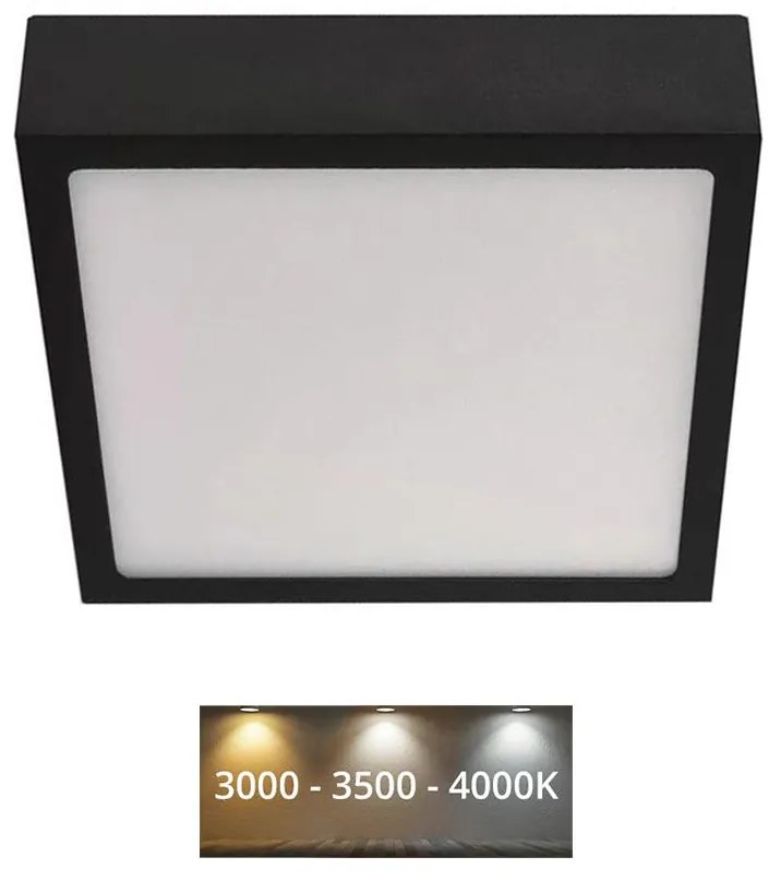 EMOS LED Mennyezeti lámpa LED/12,5W/230V 3000/3500/4000K 17x17 cm fekete EMS968