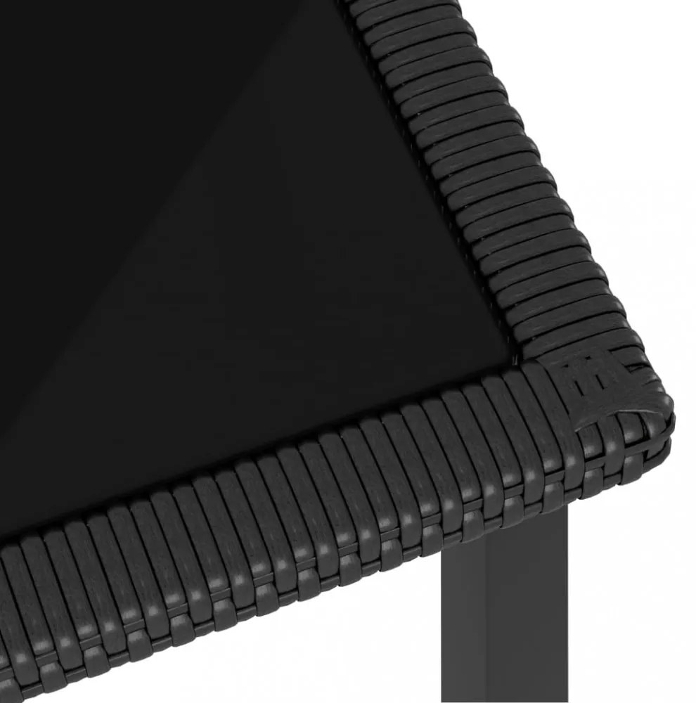 fekete polyrattan kerti étkezőasztal 70 x 70 x 73 cm
