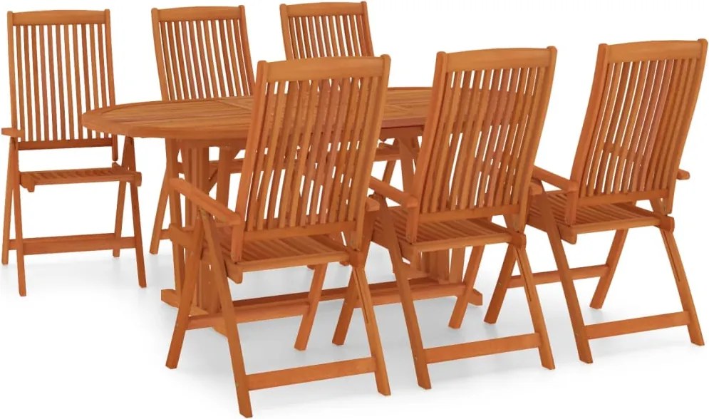 vidaXL 7 részes tömör eukaliptuszfa kerti étkezőgarnitúra