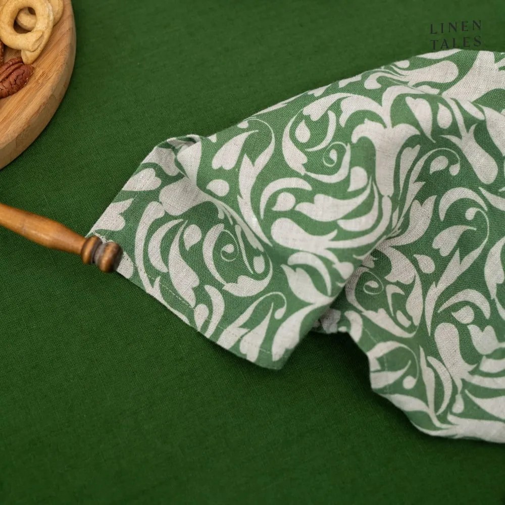 Len konyharuha 45x65 cm Evergreen Damask – Linen Tales