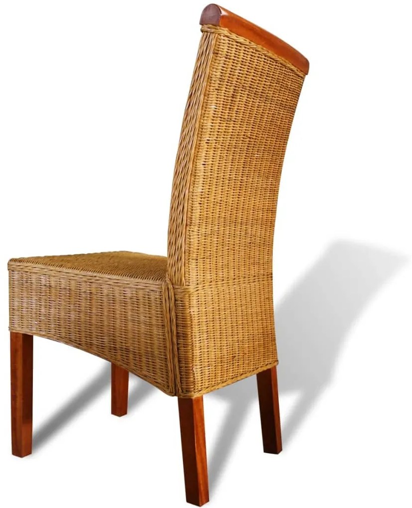 4 db barna természetes rattan étkezőszék