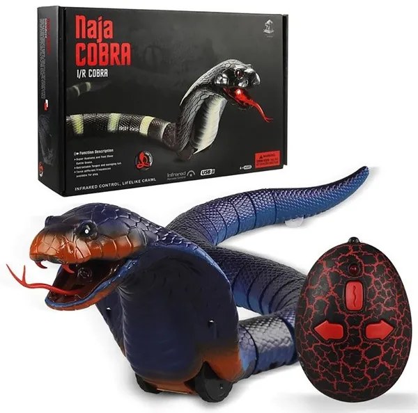 RC Élethű Távirányítós Naja Cobra Nagy Hatótávolságú, Tölthető Akkus Kobra Kígyó játék