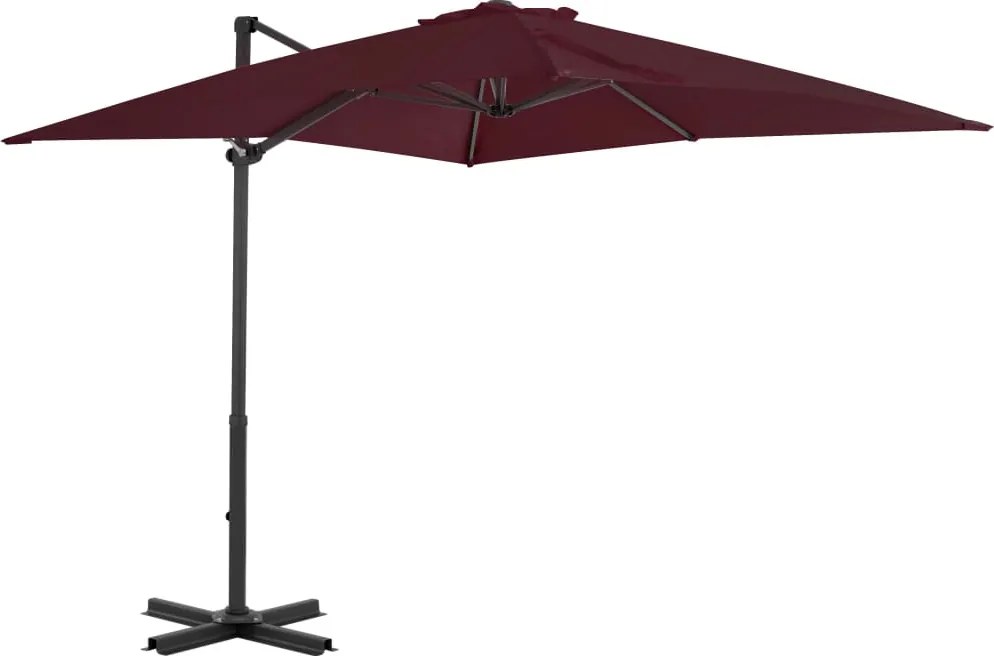 vidaXL bordóvörös konzolos napernyő alumíniumrúddal 250 x 250 cm
