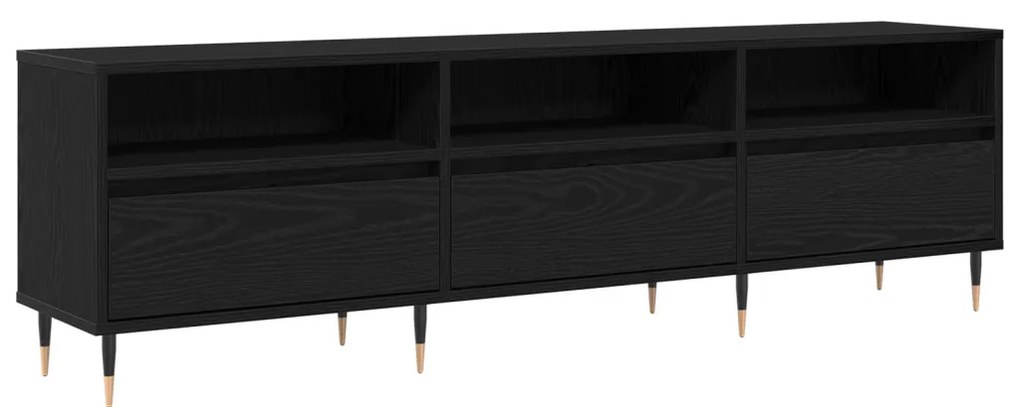 TV szekrény fekete tölgy 150x30x44.5 cm szerelt fa