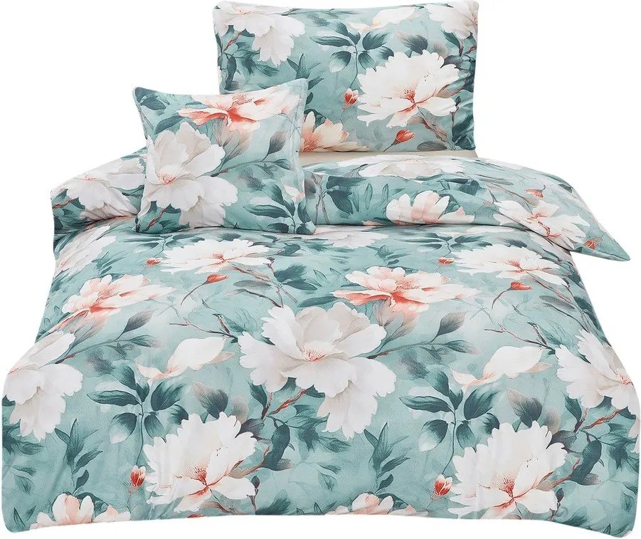 Türkiz egyszemélyes háromrészes mikroszatén ágyneműhuzat 140x200 cm Selma – My House