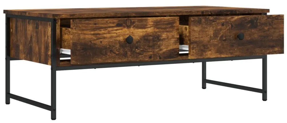 Füstös tölgy színű szerelt fa dohányzóasztal 101 x 49 x 39,5 cm