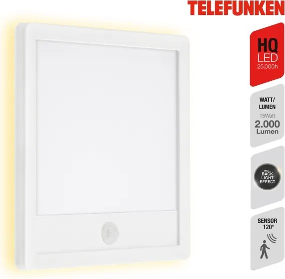 Telefunken 313806TF-LED kültéri LED lámpa s érzékelővel 15W 230V IP44