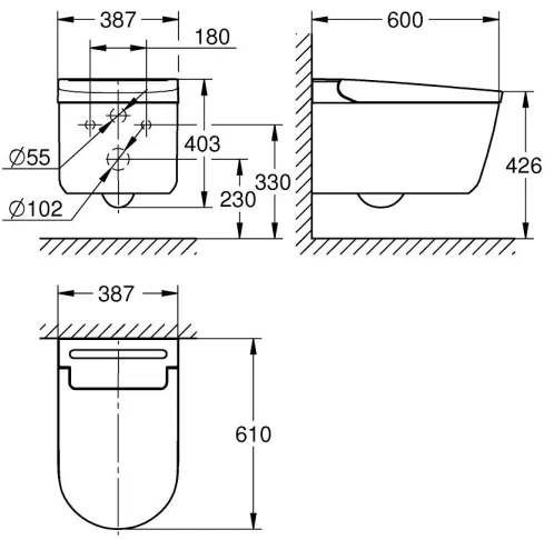 GROHE 36507SH0 - SENSIA zuhanyfunkciós WC 600 × 387 × 403 mm kerámia/fehér