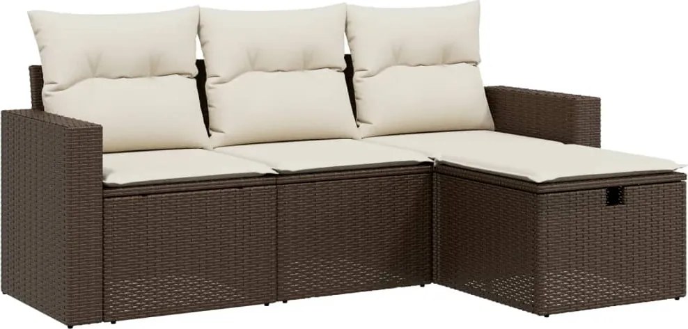 vidaXL 4 részes barna polyrattan kerti ülőgarnitúra párnákkal