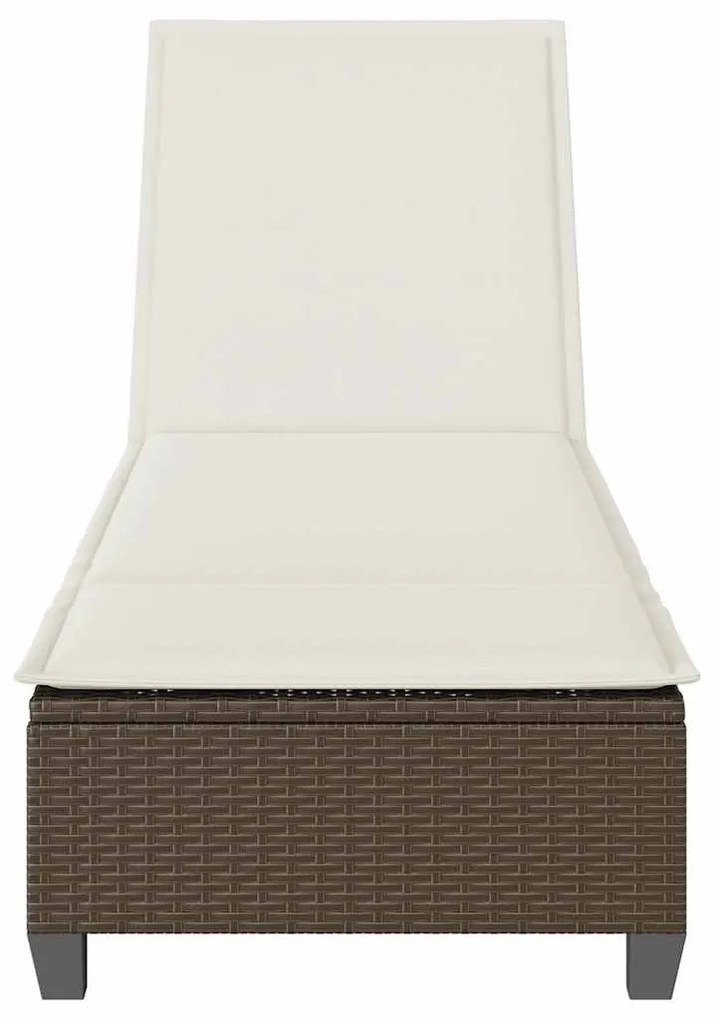 barna polyrattan napozóágy párnákkal 55x200x25,5 cm